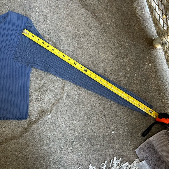 Chelsea Mak Blue Ribbed Button-Up Cardigan - Picture 5 of 9